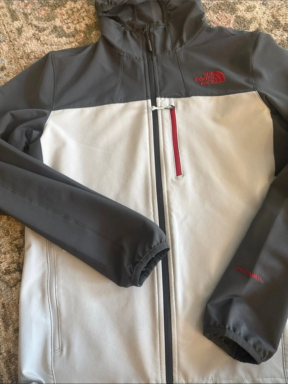 The North Face Men’s Hooded Two-Tone Softshell Jacket - Gray/Light Gray size S